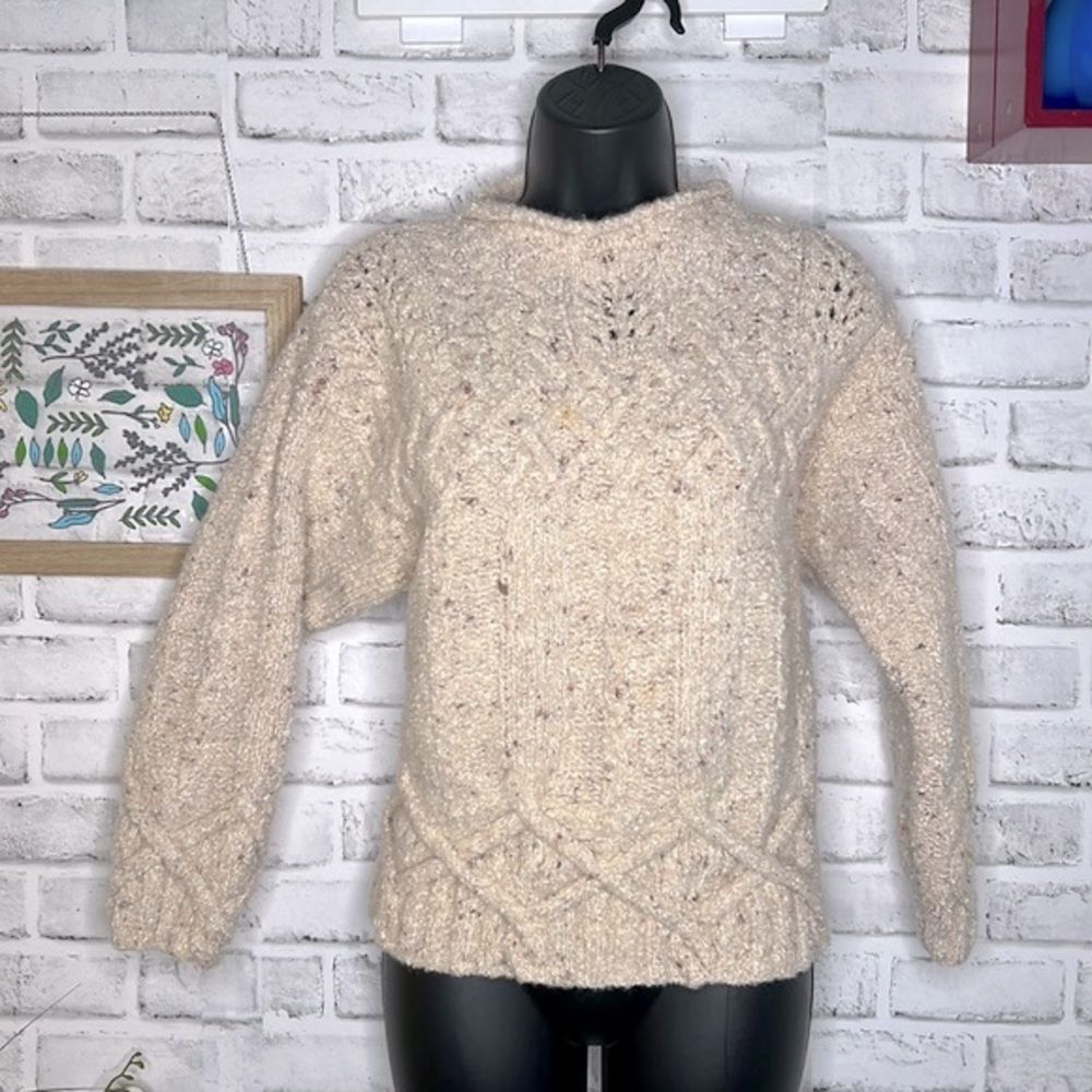 Woolrich Maine Vintage Natural Hand-knit Wool Sweater Winter Size Small